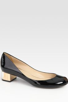 Gucci Delphine Patent Leather Peep Toe Pumps - Lyst