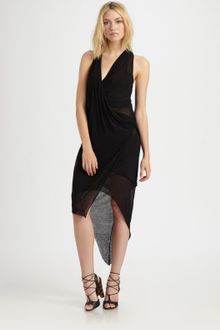 Helmut Lang Viscose Film Drape Dress - Lyst