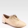 Miu Miu Laceup Leather Oxfords in Beige - Lyst