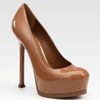 Yves Saint Laurent Ysl Trib Too Patent Leather Pumps in Brown (tan) - Lyst
