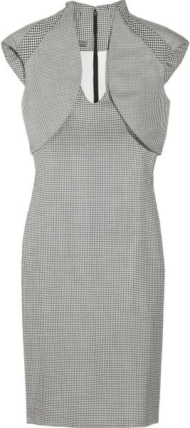 Alexander Mcqueen Houndstooth Silk And WoolBlend Dress in Gray (black) - Lyst