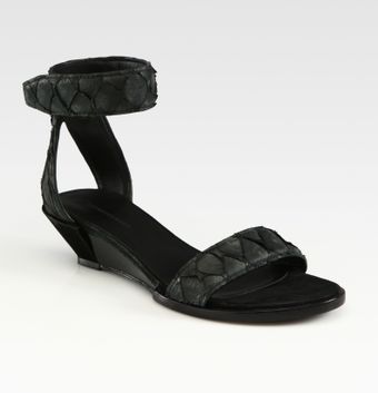  Vika Parrot Fish and Suede Wedge Sandals 