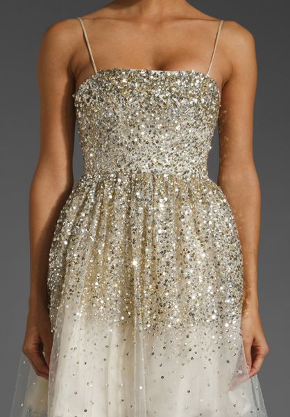 alice and olivia gold gown