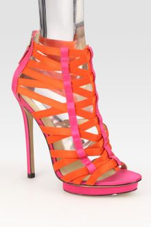 B Brian Atwood Clio Satin Colorblock Cage Platform Sandals - Lyst