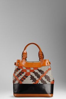 Burberry Large Raffia Check Tote - Lyst