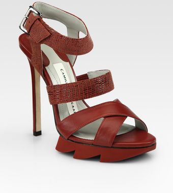 Camilla Skovgaard Leather and Snake-embossed Leather Platform Sandals - Lyst