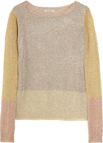 Emma Cook Metallic Color-block Fine-knit Sweater - Lyst