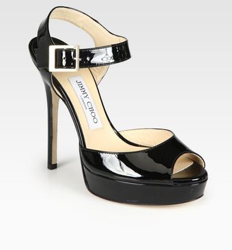  Linda Patent Leather Slingback Platform Pumps 