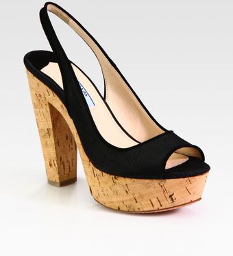  Linen and Cork Slingback Sandals 