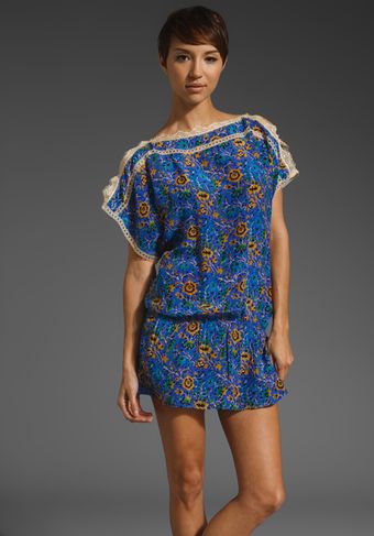 Lace Slouch Short Sleeve Boat Neck Tunic 