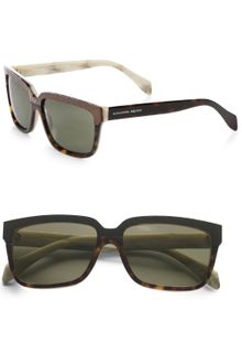 Alexander McQueen Metal Accented Plastic Rectangular Sunglasses - Lyst