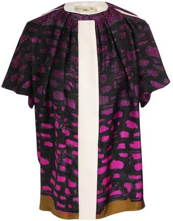 Multi-printed Silk Twill Top 