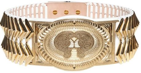 Balmain Gold Plated Brass Leather Belt in Gold (white) - Lyst