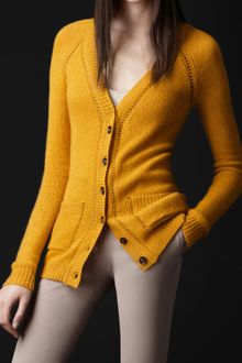 Burberry Prorsum Crochet Detail Cashmere Cardigan - Lyst
