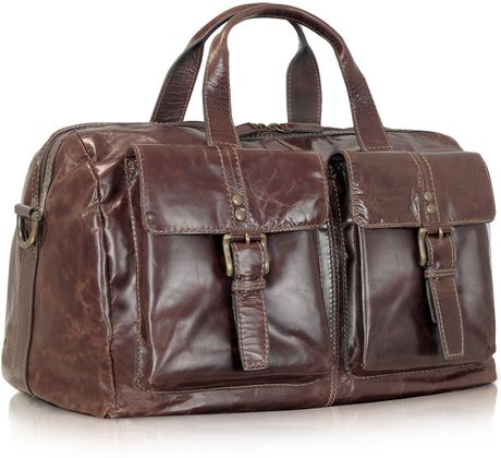 Fossil Dayton - Genuine Leather Duffle Bag in Brown for Men | Lyst