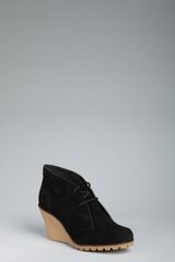 Kelsi Dagger Black Suede Fanetta Lace Up Wedge Ankle Boots