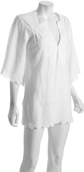  White Cotton Capri Lace Detail Tunic Coverup 
