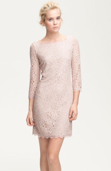 Diane Von Furstenberg Dress Zarita Lace in Beige (nude) - Lyst