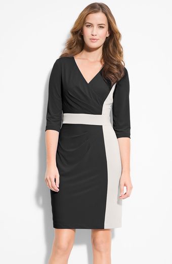 Donna Ricco Colorblock Surplice Jersey Dress - Lyst