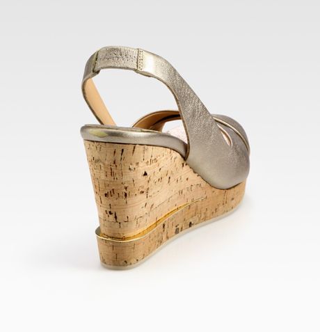 Wedge Metallic Slingback sandals  Sandals Ferragamo Silver  ferragamo slingback in  Cork Leather