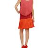 Lanvin Tiered Fringed Silk Satin Dress in Red (multi) - Lyst