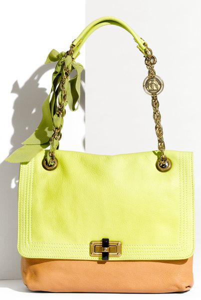 Lanvin Happy Two Tone Flap Shoulder Bag in Yellow (multicolor) - Lyst