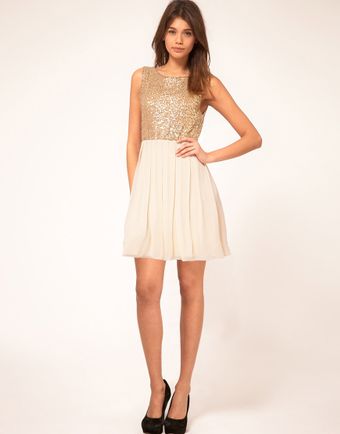 Tfnc Babydoll Dress with Sequin Bodice - Lyst