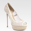 Valentino Lace & Satin Bridal Peep Toe Platform Pumps in Beige (nude) - Lyst