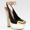 Yves Saint Laurent Tieup Satin Suede & Patent Leather Platform Pumps in Multicolor (multi) - Lyst