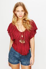 Free People Short Sleeve Lurex Flutter Tee