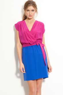 Presley Skye April Silk Crêpe De Chine Colorblock Dress - Lyst