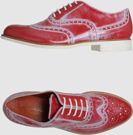 Santoni Laced Shoes in Red - Lyst