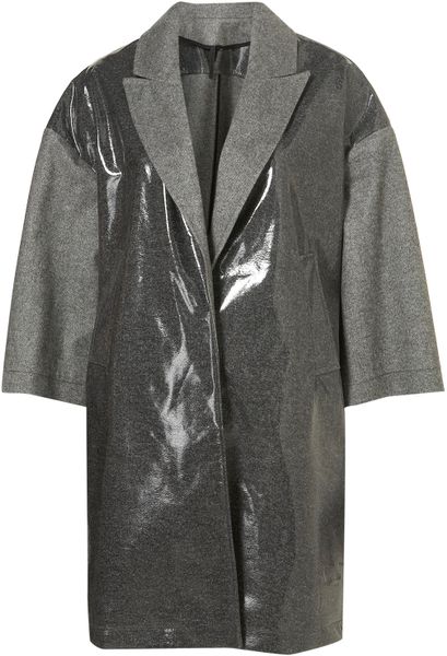 Topshop Grey Coated Raincoat  in Gray (grey) - Lyst