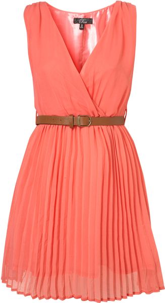 Topshop Crossover Pleated Belt Dress By Rare** - Lyst