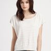 Alice + Olivia Baker Striped Cropped Tee in White (black) - Lyst