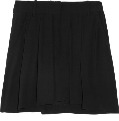 Isabel Marant Olan Pleated Crepe Mini Skirt in Black - Lyst