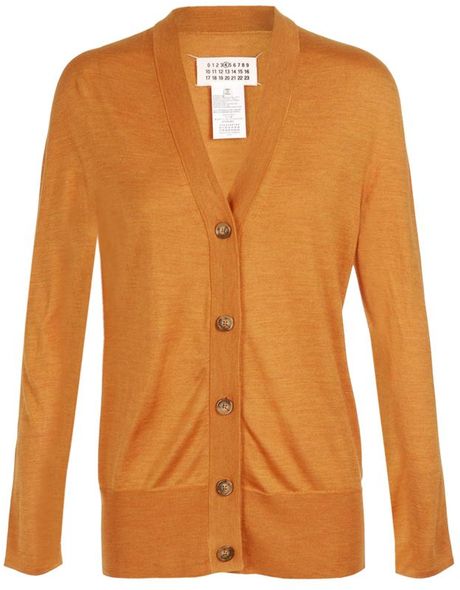 Maison Martin Margiela Fine SilkKnit Cardigan in Orange - Lyst