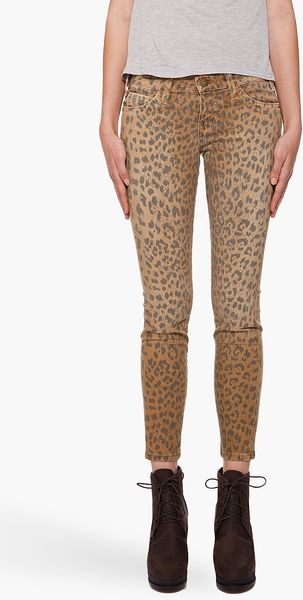 Current/Elliott Skinny Leopard Print Jeans - Lyst