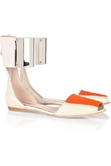 Giambattista Valli Metal-cuffed Leather and Twill Sandals - Lyst