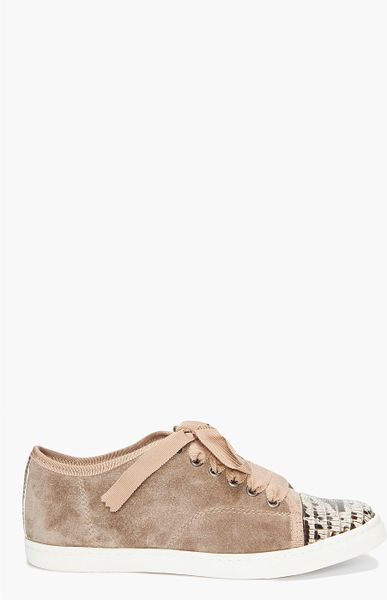 Lanvin Cap Toe Sneakers in Beige - Lyst
