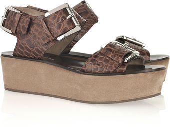Michael Kors Crocodileeffect Leather Platform Sandals - Lyst