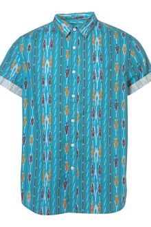 Topman Ikat Pattern Short Sleeve Shirt - Lyst