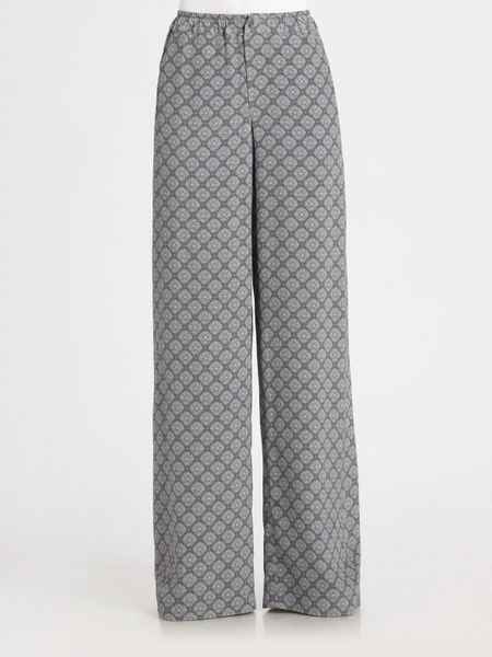 Vince Printed Silk Pajama Pants in Gray (charcoal) - Lyst