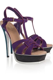 Yves Saint Laurent Tribute Color-block Suede Sandals - Lyst
