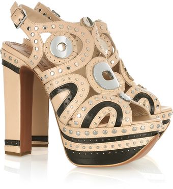Alaïa Embellished Leather Platform Sandals - Lyst