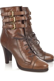 Burberry Buckled Leather Ankle Boots - Lyst