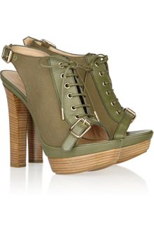 Emilio Pucci Leather and Canvas Laceup Sandals - Lyst