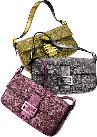 Fendi Crackled Suede Baguette, Blue Or Pink - Lyst