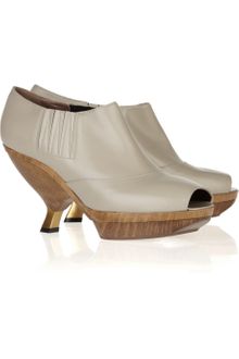 Marni Leather and Wood Ankle Boots - Lyst