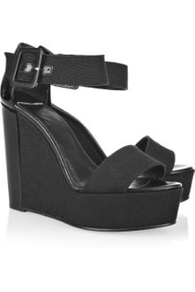Pierre Hardy Canvas and Patent-leather Wedge Sandals - Lyst